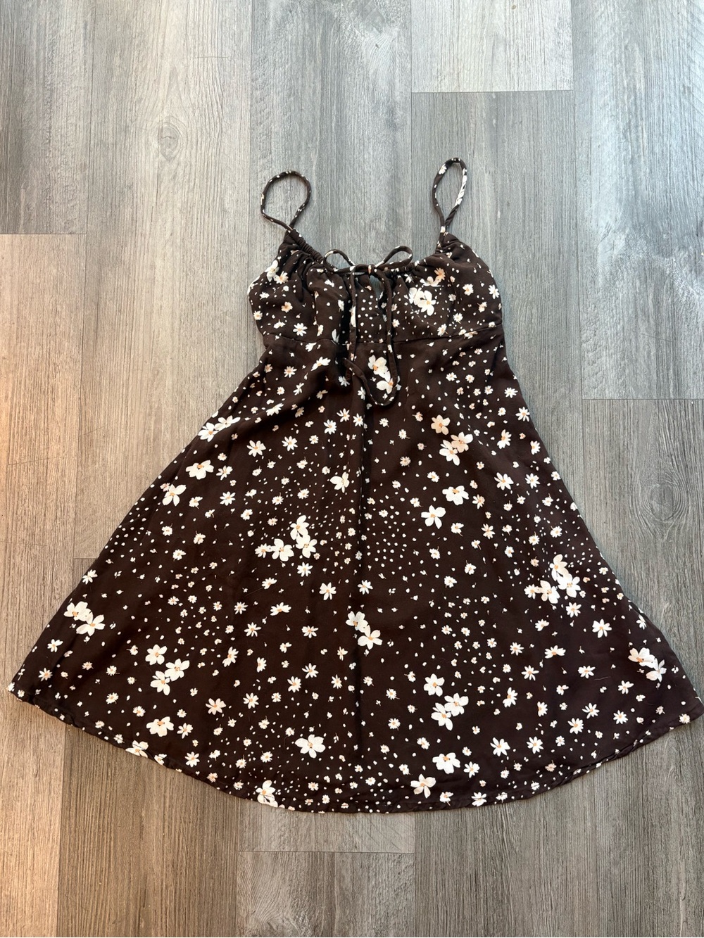 RVCA Brown Floral Mini Sundress XS Romantic Boho Cottagecore